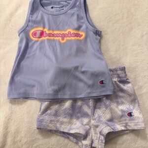 Champion Lavender Tank Top with Lavender & White Tie-Dye Shorts